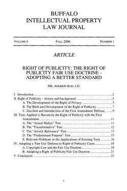 The Right of Publicity Fair Use Doctrine