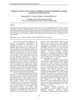 agriculture wastes used as sorbents for dyes removal from aqueous