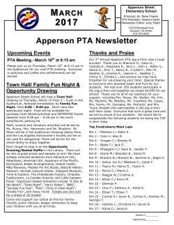 Apperson PTA Newsletter – March 2017