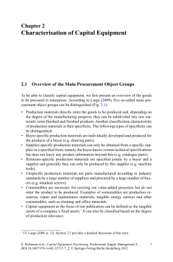 Chapter 2 Characterisation of Capital Equipment
