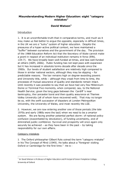 Misunderstanding Modern Higher Education: eight &ldquo;category mistakes&rdquo;