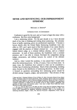 sense and sentencing: our imprisonment epidemic