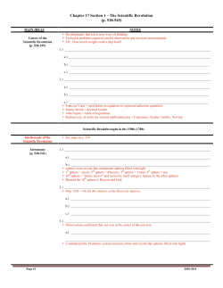 Chapter 17 Section 1 – The Scientific Revolution