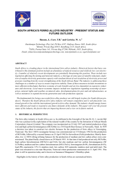 south africa`s ferro alloys industry - present status and