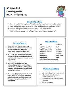 6th Grade ELA Learning Guide - Mark Twain Elementary School