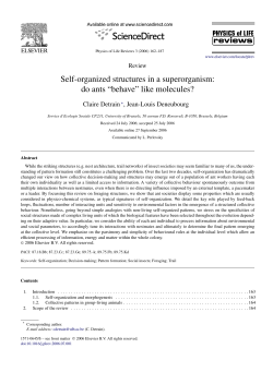 Self-organized structures in a superorganism: do ants &ldquo;behave&rdquo; like