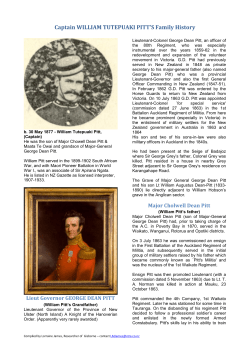 Captain WILLIAM TUTEPUAKI PITT`S Family History