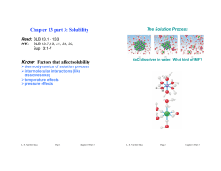 Chapter 13 part 3: Solubility