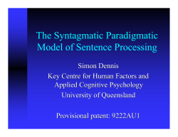 The Syntagmatic Paradigmatic Model of Sentence Processing