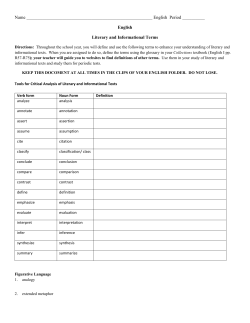 List of Literary and Informational Terms
