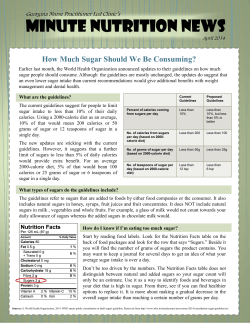 April 2014 &ndash; How much Sugar should we be Consuming?