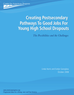 Creating Postsecondary Pathways to Good Jobs for Young High