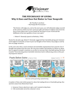 The Psychology of Giving - Why it does and does not matter to your