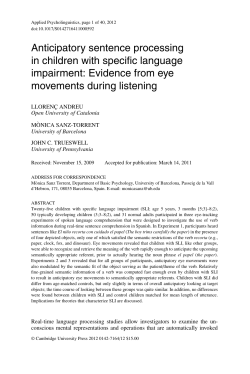 Anticipatory sentence processing in children with specific language