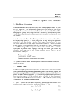 Lecture THREE Robot Arm Equation: Direct Kinematics 3.1 The