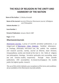 the role of religion in the unity and harmony of the nation