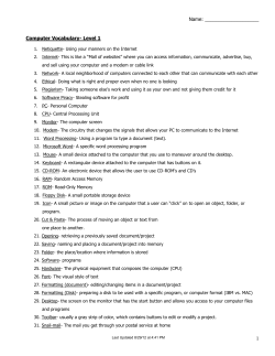 Computer Vocabulary- Level 1