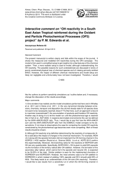 Interactive comment on &ldquo;OH reactivity in a South East Asian Tropical