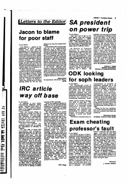 IRC article way off base for soph leaders Exam cheating professor`s