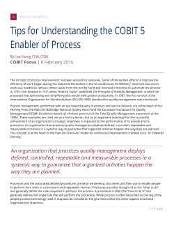 Tips for Understanding the COBIT 5 Enabler of Process
