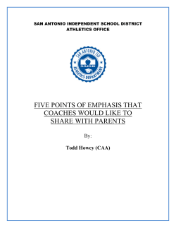 FIVE POINTS OF EMPHASIS THAT COACHES WOULD LIKE TO