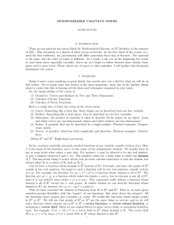 MULTIVARIABLE CALCULUS NOTES 0. Introduction These are my
