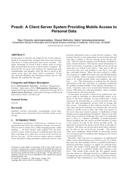 Pvault: A Client Server System Providing Mobile Access to Personal