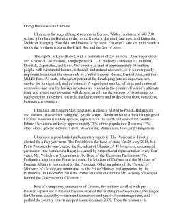 Doing Business with Ukraine. Ukraine is the second largest country