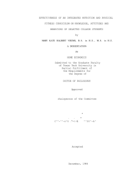 effectiveness of an integrated nutrition and physical fitness