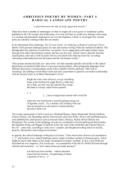 AMBITIOUS POETRY BY WOMEN: PART 4 RADICAL LANDSCAPE