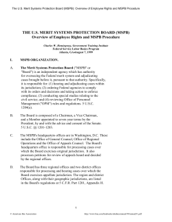 THE U.S. MERIT SYSTEMS PROTECTION BOARD (MSPB