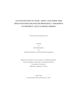 AN INVESTIGATION OF TENSE, ASPECT AND OTHER VERB