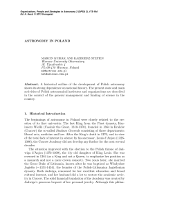 ASTRONOMY IN POLAND Warsaw University