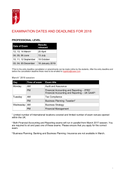 Exam dates and deadlines 2018