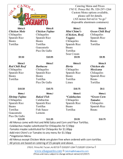 Catering Menu and Prices 1763 E. Prince Rd. Ph. 520