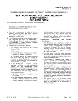 earthquake and volcanic eruption endorsement