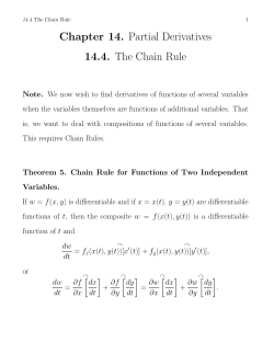 Chapter 14. Partial Derivatives 14.4. The Chain Rule