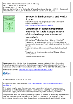 Comparison of sample preparation methods for stable - SUNY-ESF