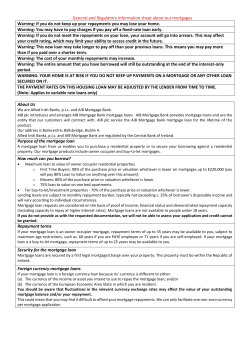General and Regulatory information sheet about our mortgages