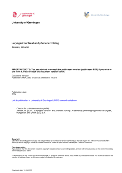 Laryngeal contrast and phonetic voicing Jansen, Wouter