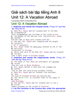 Giải sách bài tập tiếng Anh 8 Unit 12: A Vacation Abroad