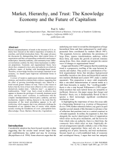 Market, Hierarchy, and Trust: The Knowledge Economy and the