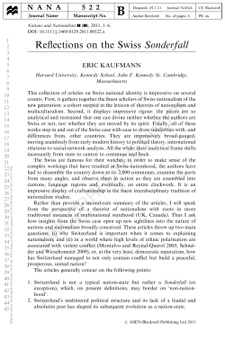 Reflections on the Swiss Sonderfall