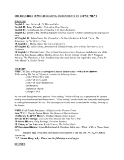 2016 REQUIRED SUMMER READING ASSIGNMENTS BY