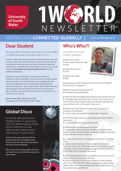 neWSLeTTeR - University of South Wales