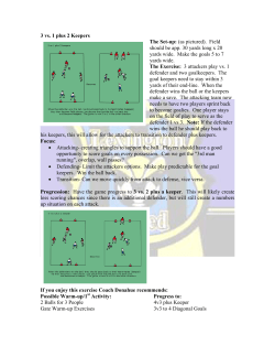 3 vs. 1 plus 2 Keepers The Set-up: (as pictured). Field should be app