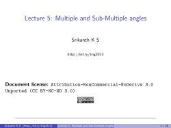 Lecture 5: Multiple and Sub-Multiple angles