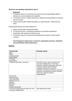 Grammar and spelling expectations year 4
