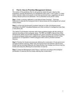 3. Part A: How to Prioritise Management Actions