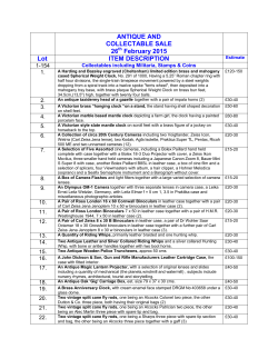 ANTIQUE AND COLLECTABLE SALE 26 February 2015 Lot ITEM